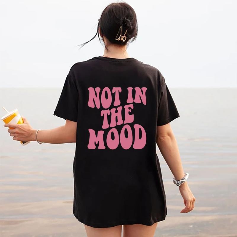 Women's Trendy Letter Print Short Sleeve Crew Neck Graphic Tee, Casual Baggy Grunge T-shirt for Summer Daily Wear Holiday, Women Teen Girls Clothing Outfit, 2023 Hip Hop Spooky Shirts, Gifts for Besties