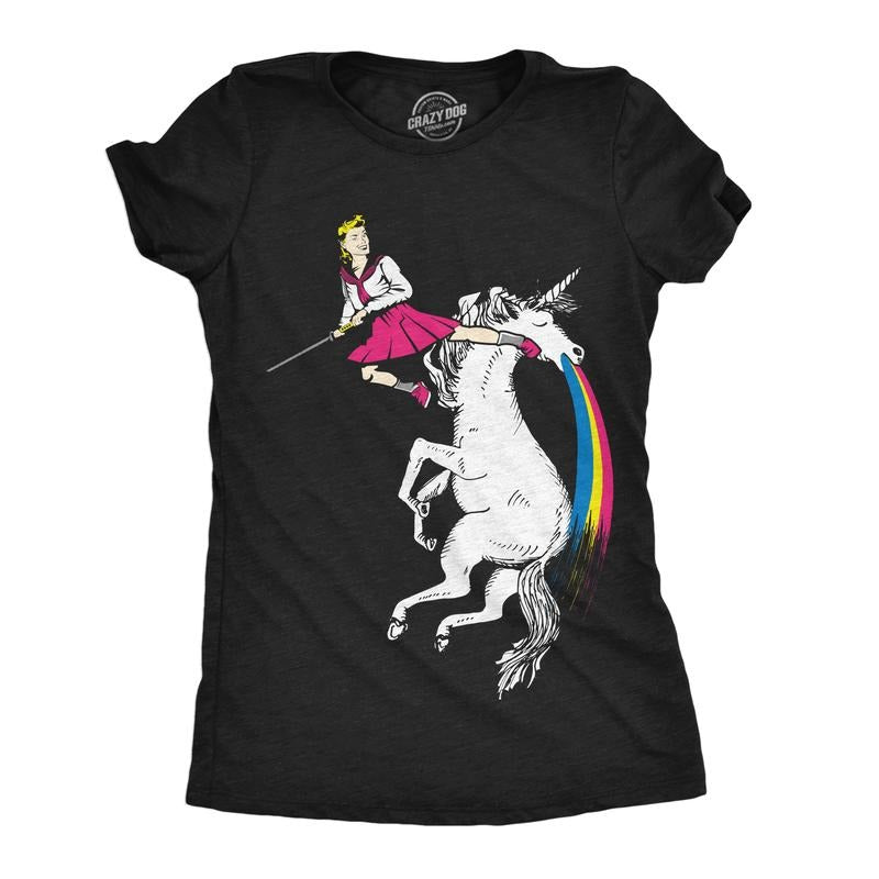 Womens Badass Barbara Funny T Shirt Unicorn Graphic Tee For Ladies Funny Womens T Shirts Cute Slimming Top Comfortable Soft Womenswear Sarcastic Tops for Women Funny Unicorn Top Women's Novelty Tees Black -