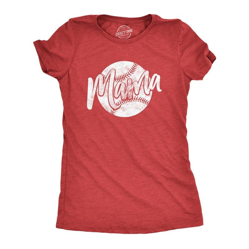 Womens Baseball Mama T Shirt Cute Little League Mom Tee Funny Womens T Shirts Cute Slimming Top Comfortable Soft Womenswear Mother's Day Tops for Women Funny Baseball Top Women's Novelty Tees Red -