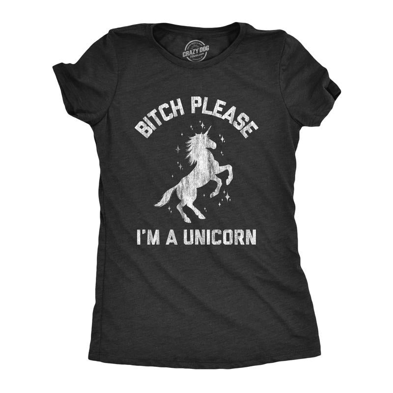 Womens Bitch Please I'm A Unicorn T Shirt Funny Mythical Sassy Horse Sarcastic Tee Funny Womens T Shirts Cute Slimming Top Comfortable Soft Womenswear Funny Unicorn Top Women's Novelty Tees Black