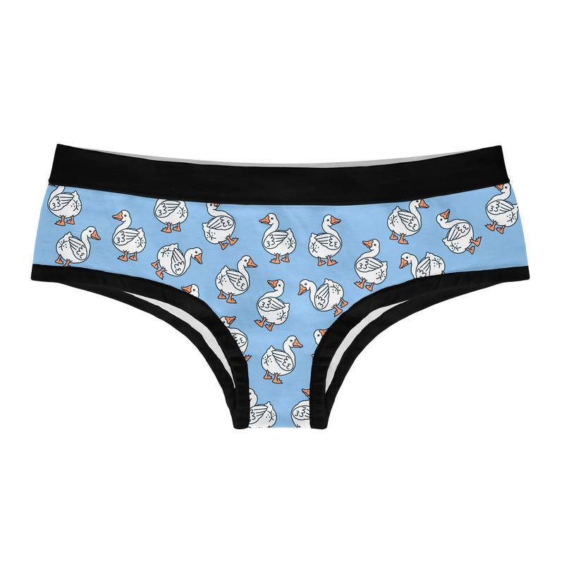 Womens Butt Quack Panties Funny Duck Joke Graphic Bikini Brief Underwear for Ladies Funny Underwear for Women Sarcastic Funny Animal Women's Novelty Panties Blue