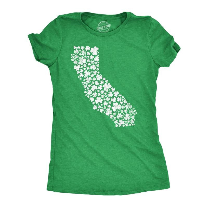 Womens California State Clovers T Shirt Funny St Pattys Day Parade Shamrocks Lovers Tee For Ladies Funny Womens T Shirts Cute Slimming Top Comfortable Soft Womenswear Tops for Women Women's Novelty Green -