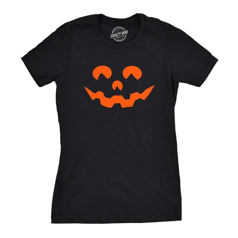 Womens Cartoon Eyes Pumpkin Face Funny Fall Halloween Spooky T shirt Funny Womens T Shirts Cute Slimming Top Comfortable Soft Womenswear Halloween Tops for Women Women's Novelty Tees Black - 3XL