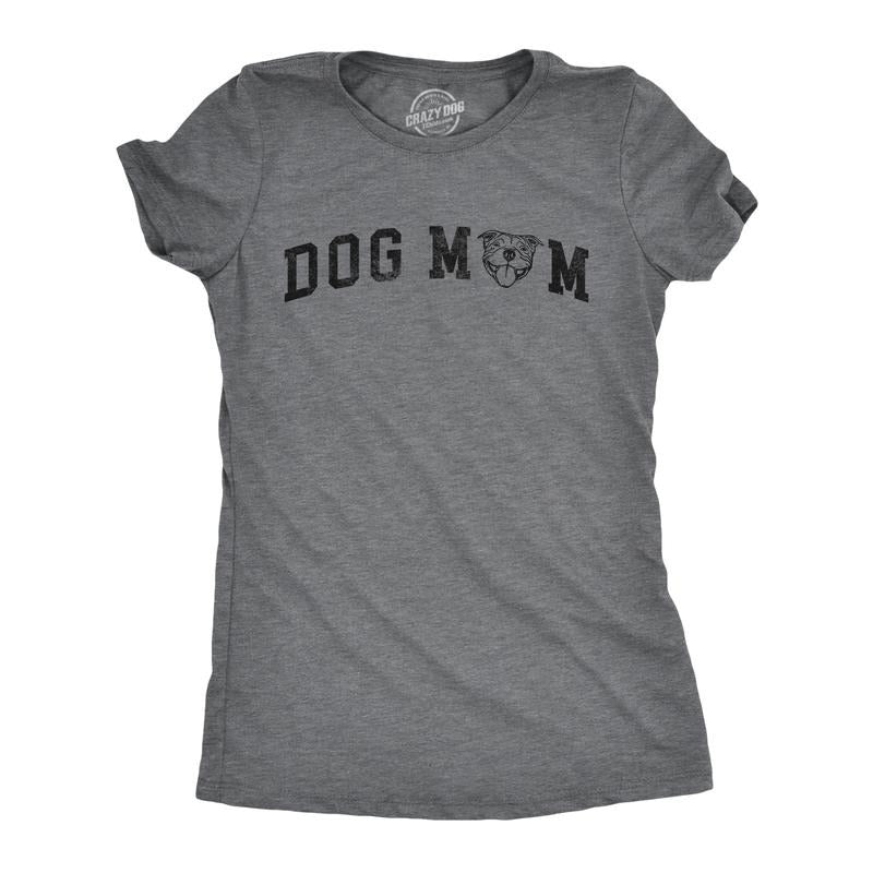 Womens Dog Mom Pitbull T Shirt Funny Cute Puppy Pet Pitty Lovers Tee For Ladies Funny Womens T Shirts Cute Slimming Top Comfortable Soft Womenswear Funny Dog Top Women's Novelty Tees Dark Grey