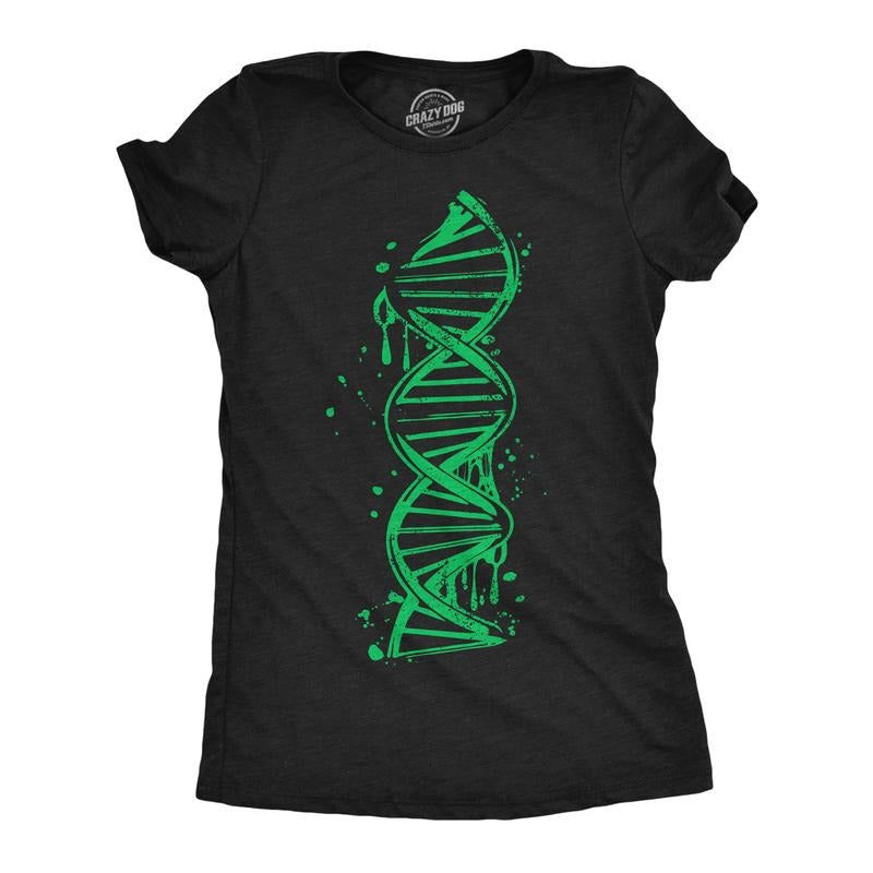 Womens Drippy DNA Funny T Shirts Science Graphic Tee For Ladies Funny Womens T Shirts Cute Slimming Top Comfortable Soft Womenswear Funny Science Top Women's Novelty Tees Black -