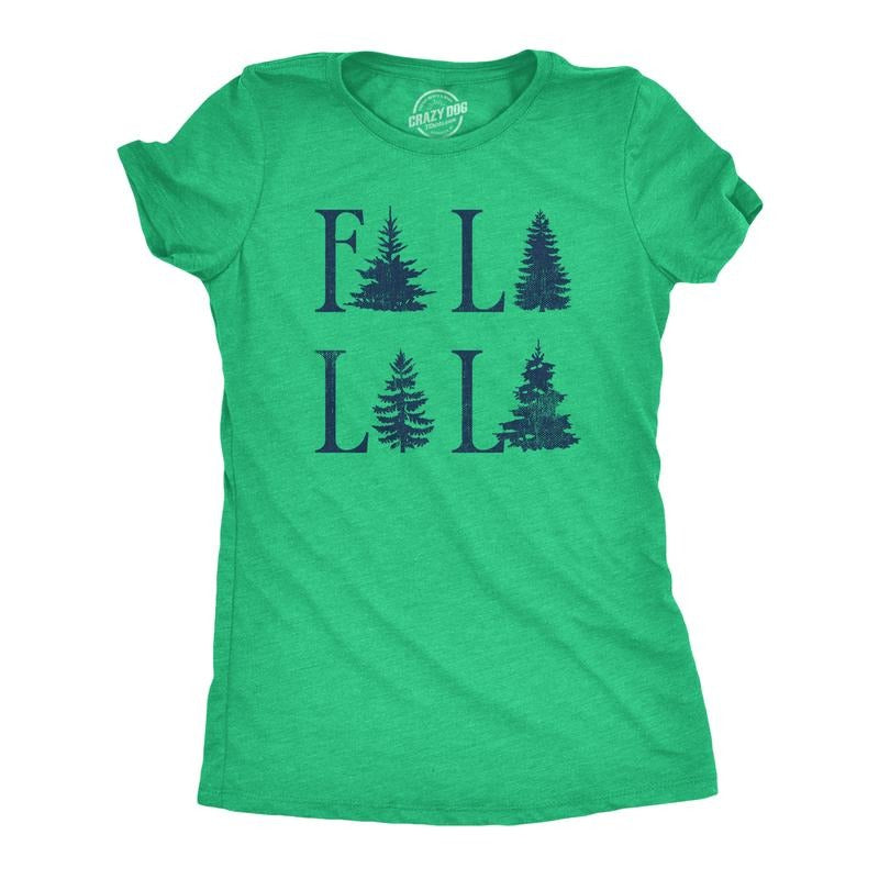 Womens Fa La La La T Shirt Funny Xmas Carol Tree Tee For Ladies Funny Womens T Shirts Cute Slimming Top Comfortable Soft Womenswear Christmas Tops for Women Funny Music Top Women's Novelty Tees Green -