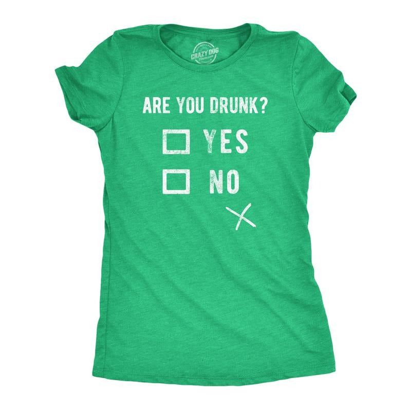 Womens Funny T Shirts Are You Drunk St Patricks Day Drinking Tee For Ladies Funny Womens T Shirts Cute Slimming Top Comfortable Soft Womenswear Saint Patrick's Day Tops for Women Funny Drinking Top Green -