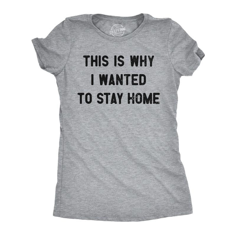 Womens Funny T Shirts This Is Why I Wanted To Stay Home Sarcastic Introvert Tee For Ladies Funny Womens T Shirts Cute Slimming Top Comfortable Soft Womenswear Sarcastic Tops for Women Funny Introvert Light Grey