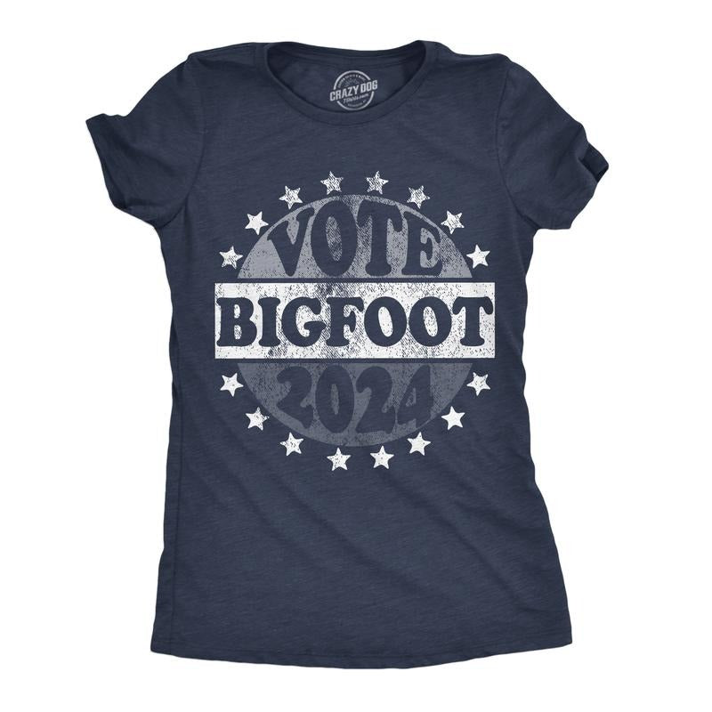 Womens Funny T Shirts Vote Bigfoot 2024 Sarcastic Election Novelty Tee For Ladies Funny Womens T Shirts Cute Slimming Top Comfortable Soft Womenswear Funny Political Top Women's Novelty Tees Navy -