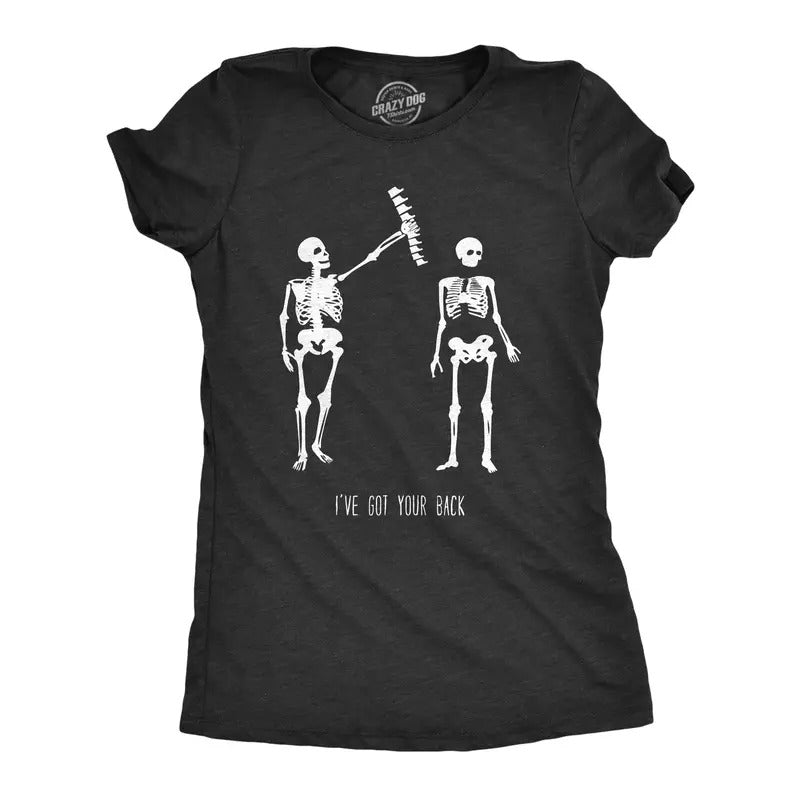 Womens Got Your Back Funny Skeleton Best Friend Halloween T shirt Funny Womens T Shirts Cute Slimming Top Comfortable Soft Womenswear Halloween Tops for Women Women's Novelty Tees Black
