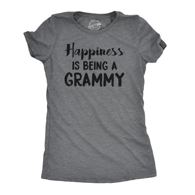 Womens Happiness Is Being a Grammy Funny T shirt Gift Grandmother For Grandma Funny Womens T Shirts Cute Slimming Top Comfortable Soft Womenswear Mother's Day Tops for Women Funny Grandma Top Women's