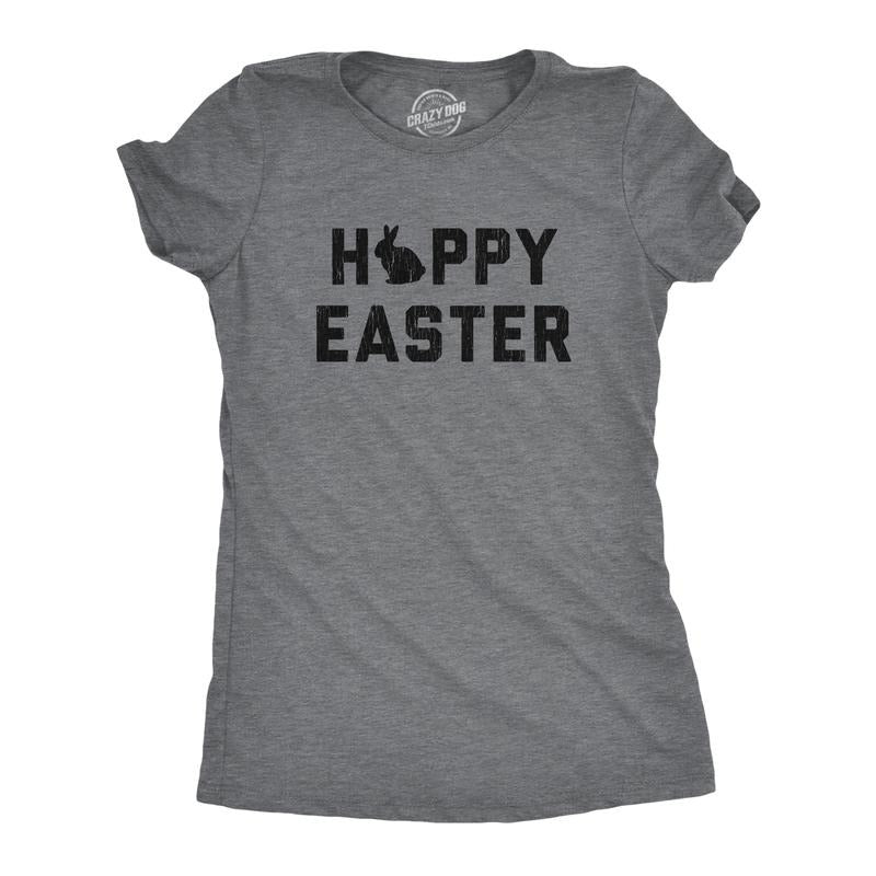 Womens Happy Easter T shirt Funny Bunny Graphic Cool Tee For Egg Basket Hunt Funny Womens T Shirts Cute Slimming Top Comfortable Soft Womenswear Easter Tops for Women Funny Animal Top Women's Novelty Dark Grey