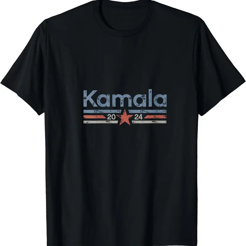 Womens Harris 2024 Retro Grunge Stripes Vintage Kamala Harris 2024 T-Shirt