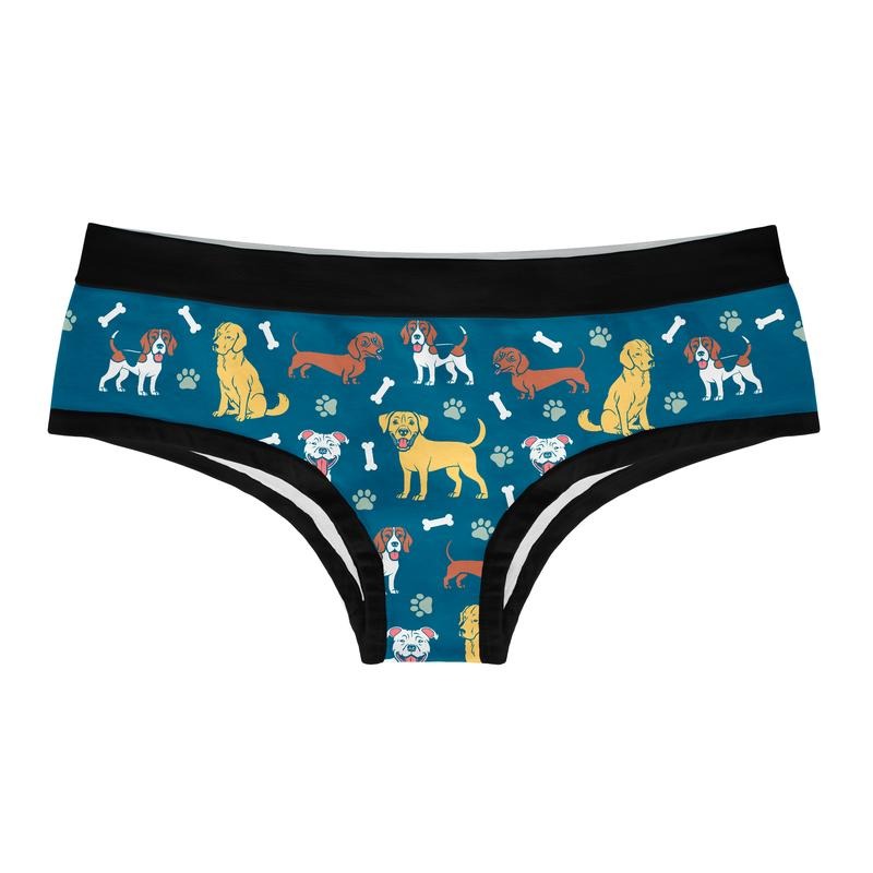 Womens I Like Dogs and Maybe 3 People Panties Funny Bikini Brief Saying Graphic Underwear Funny Underwear for Women Introvert Funny Dog Women's Novelty Panties Blue