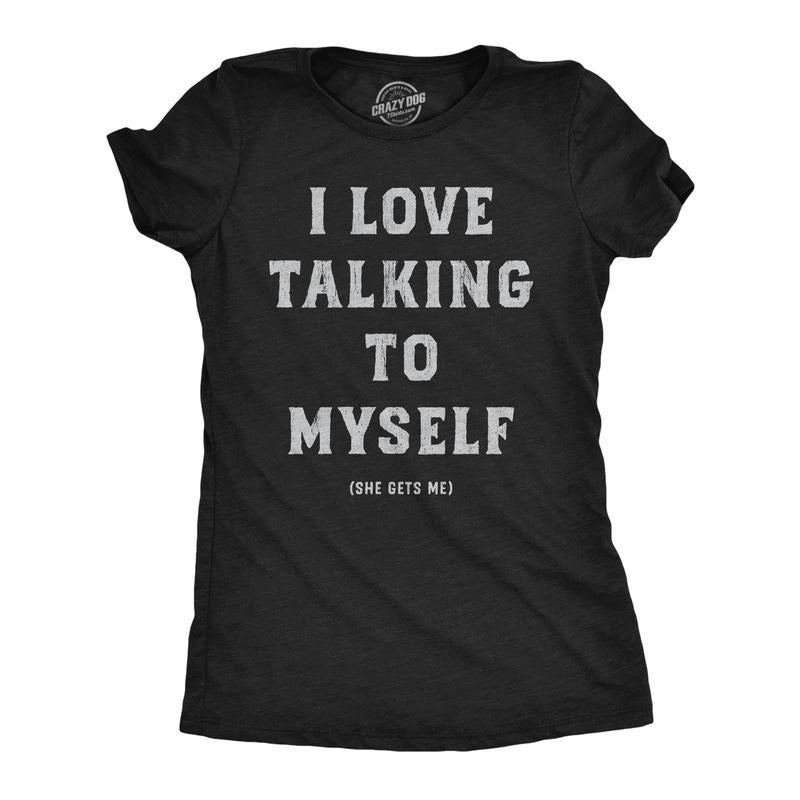 Womens I Love Talking To Myself Funny T Shirts Sarcastic Graphic Tee For Ladies Funny Womens T Shirts Cute Slimming Top Comfortable Soft Womenswear Sarcastic Tops for Women Funny Introvert T Shirt Navy -