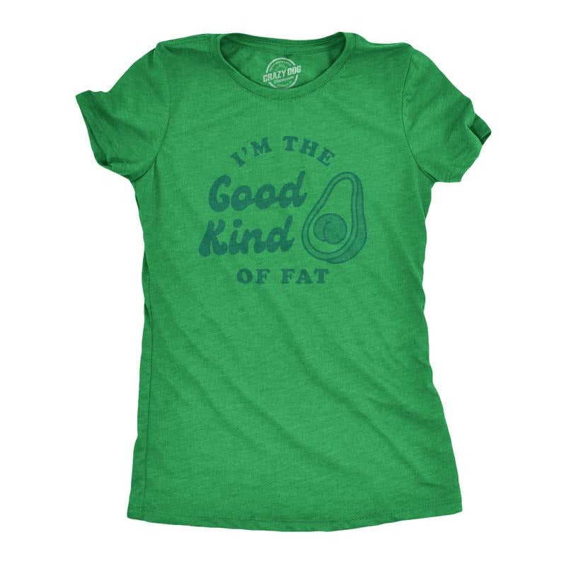 Womens I'm The Good Kind Of Fat T Shirt Funny Avocado Booty Butt Health Fitness Graphic Tee Funny Womens T Shirts Cute Slimming Top Comfortable Soft Womenswear Food Tops for Women Funny Fitness Top Green