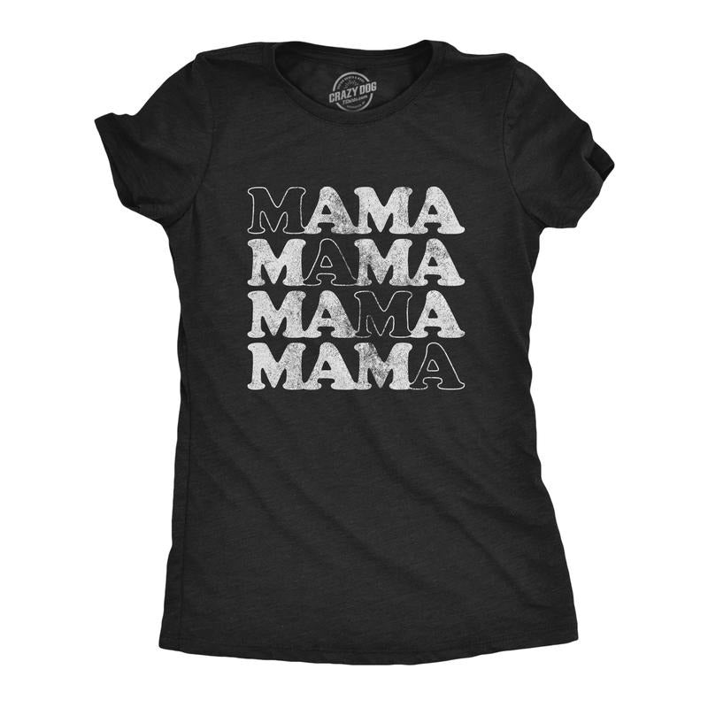 Womens Mama T Shirt Funny Mother's Day Mommy Graphic Mum Novelty Tee Funny Womens T Shirts Cute Slimming Top Comfortable Soft Womenswear Mother's Day Tops for Women Women's Novelty Tees Black
