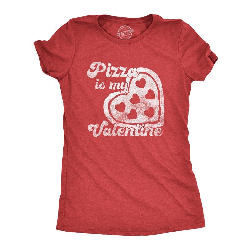 Womens Pizza Is My Valentine T Shirt Cute Valentines Day Tee Funny Womens T Shirts Cute Slimming Top Comfortable Soft Womenswear Love Tops for Women Funny Food Top Women's Novelty Tees Red -