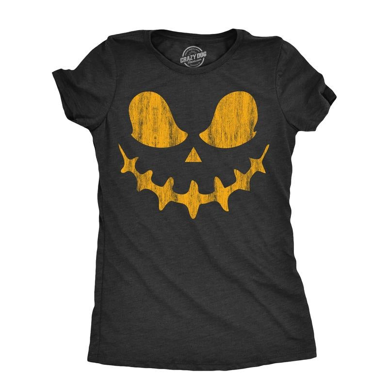 Womens Skeletal Steve Pumpkin T Shirt Funny Halloween Jack O Lantern Skull Smile Tee For Ladies Funny Womens T Shirts Cute Slimming Top Comfortable Soft Womenswear Halloween Tops for Women Women's Black -