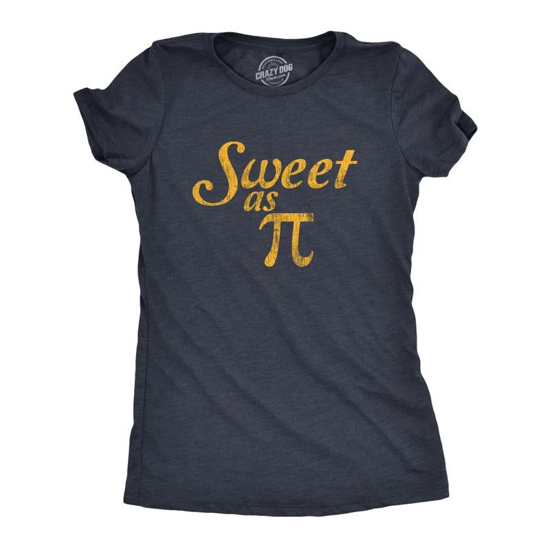 Womens Sweet As Pi T Shirt Funny Nerdy Math Problem Graphic Novelty Tee Funny Womens T Shirts Cute Slimming Top Comfortable Soft Navy