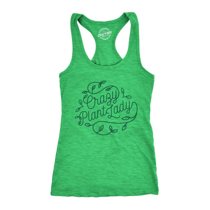 Womens Tank Crazy Plant Lady TanktopFunny Gardening Shirt Funny Racerback Tank Cute Slimming Tank tops comfortable soft top Tank Top for Women Funny Camping Sleeveless Tee Novelty Tank Tops for Women Green
