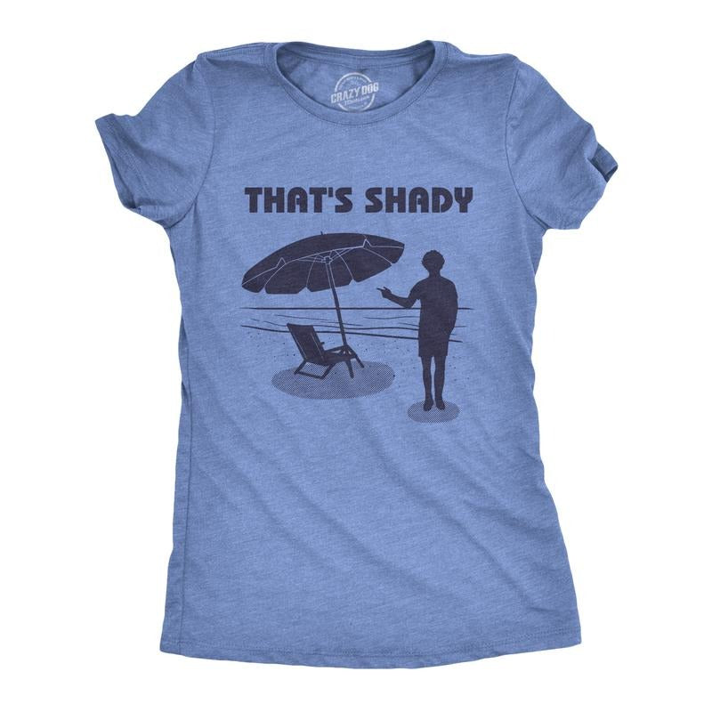 Womens That's Shady T Shirt Funny Beach Vacation Umbrella Tee Funny Womens T Shirts Cute Slimming Top Comfortable Soft Womenswear Funny Summer Top Women's Novelty Tees Light Blue