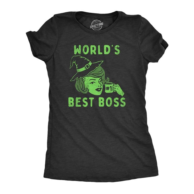 Womens Worlds Best Boss T Shirt Funny Office Job Witch Joke Tee For Ladies Funny Womens T Shirts Cute Slimming Top Comfortable Soft Womenswear Sarcastic T Shirt for Women Funny Office T Shirt Women's Black -