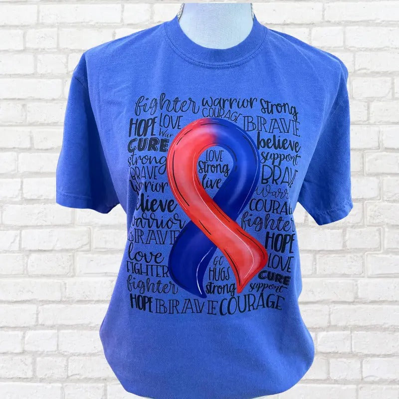 CHD Awareness Ribbon/Word Art Shirt - Congenital Heart Defect Graphic Tee - Comfort Colors Tee