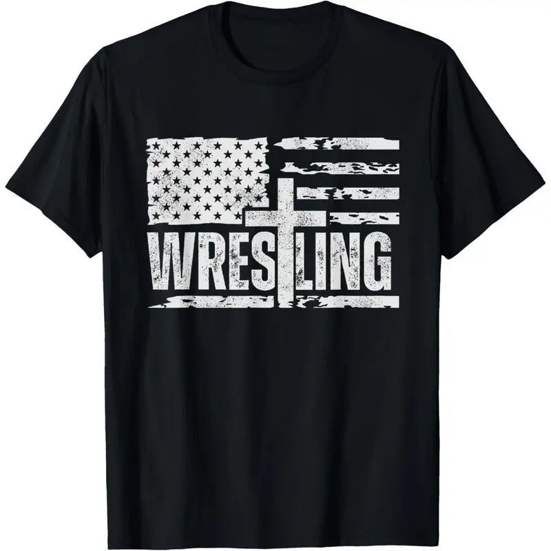 Wrestling patriotic american flag, Christian and Jesus lover T-Shirt made in usa