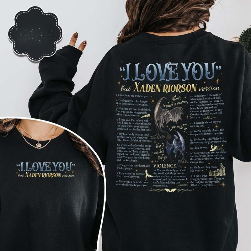 Xaden Riorson Quote Sweatshirt, I Love You In Book Quotes, Fourth Wing Book Quotes, Xaddy Shirt, Romantasy Book QKWMT