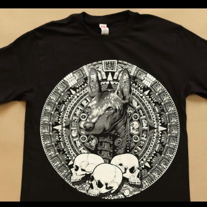 Xolo whit Mexican calendar T-shirt Cotton Black Tshirt