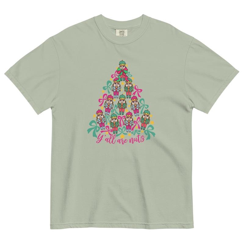 Y'all are Nuts funny Christmas Shirt - Comfort Colors Unisex Apparel Relaxed Fit Printed In The USA Clothing Womenswear Casual Comfort Cotton Top Athletic Boho Chic
