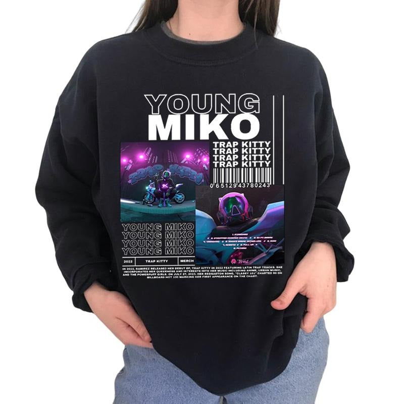 YOUNG MIKO Graphic T Shirt, Retro 90s YOUNG MIKO Bootleg Tee Hoodie Sweater