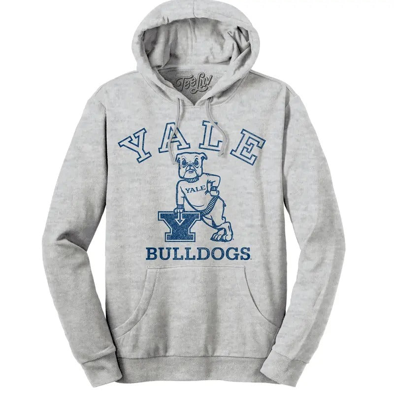 Yale Bulldog Pullover Hooded Sweatshirt - Gray