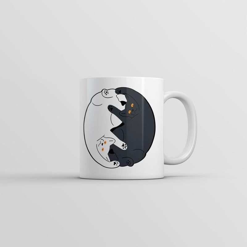Yin Yang Cats Mug Funny Cat Graphic Novelty Coffee Cup-11oz Funny Coffee Mugs Ceramic Printed Drinkware Cup