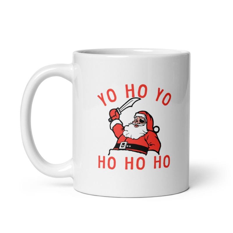 Yo Ho Yo Mug Funny Xmas Party Santa Pirate Joke Cup-11oz Funny Coffee Mugs Ceramic Printed Drinkware Cup
