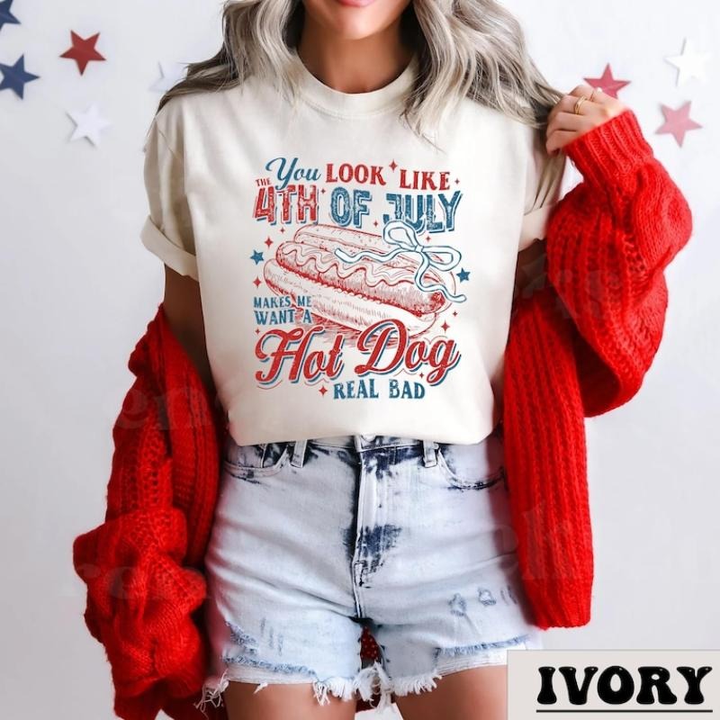 You Look Like The 4th Of July Shirt, Hot Dog Lover Sweatshirt, Independence Day Tee , Funny 4th July , Funny 4th July Hot Dog Shirt