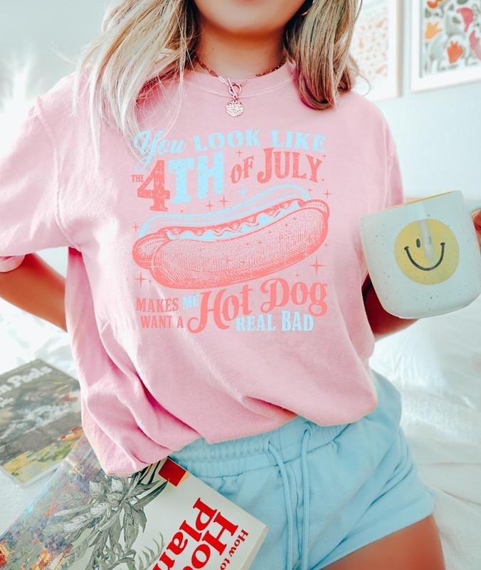 You Look Like the 4th of July Shirt, 4th of July Retrro America Hot Dog Shirt, Independence Day Tee, Funny 4th July Shirt, Hot Dog Lover