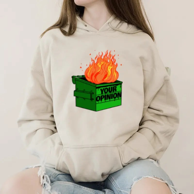 Your Opinion Sarcastic Funny Hoodie Casual Street Style Fleece Fabric Pullover Hooded Sweatshirt for Women for Men, Perfect Gift