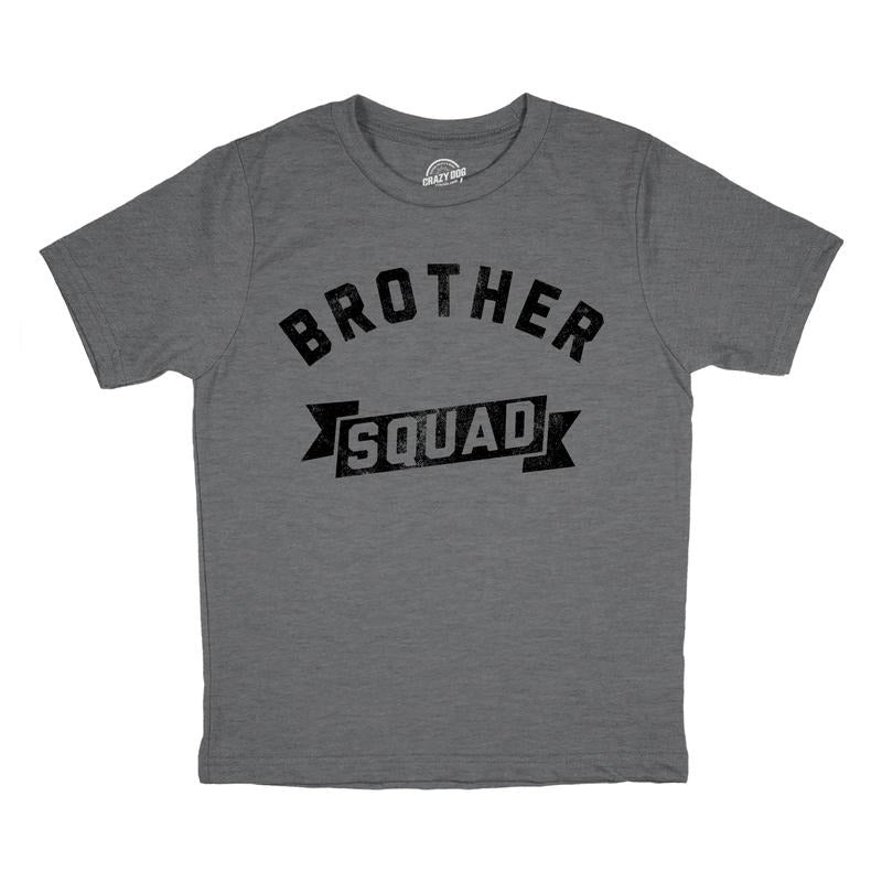 Youth Brother Squad T Shirt Funny Awesome Bro Sibling Joke Tee For Kids Funny T Shirts Funny Brother Short Sleeve Novelty Tees for Kids Dark Grey