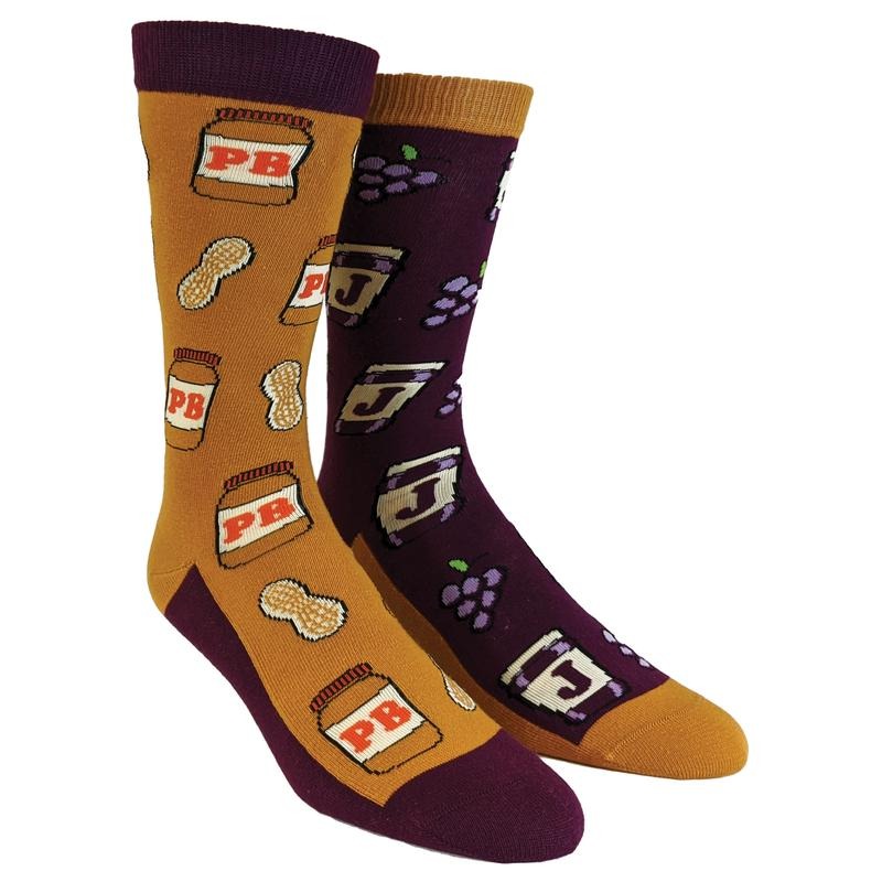 Youth Peanut Butter And Jelly Socks Funny Lunch Jam Sandwich Graphic Novelty Vintage Footwear Funny Graphic Socks Comfortable Fitted Spandex Cotton