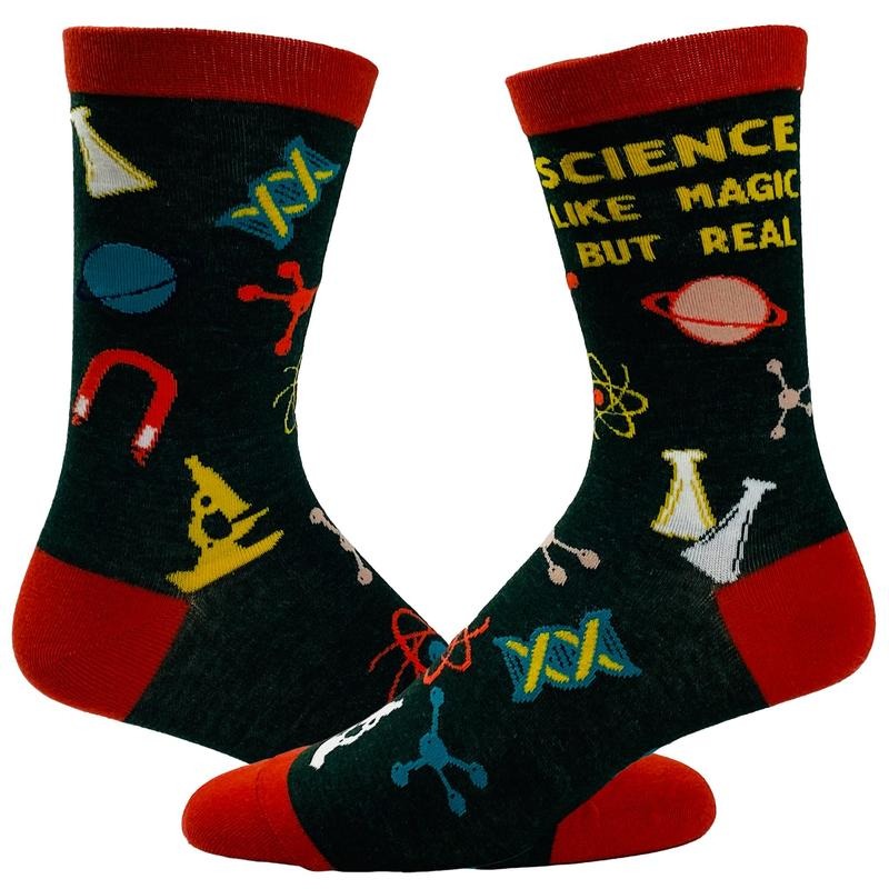 Youth Science Like Magic But Real Socks Funny Nerdy Chemistry Sarcastic Graphic Footwear Funny Graphic Socks Comfortable Fitted Spandex Cotton