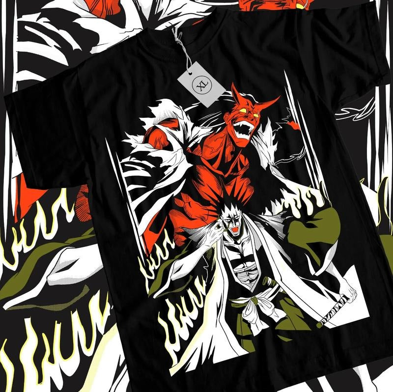 Zaraki Kenpachi T-Shirt Bleach Shirt Black Anime Manga Graphic Tee