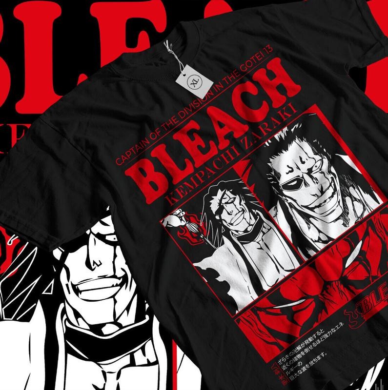 Zaraki Kenpachi T-Shirt S-4XL Byakuya Anime Comic Bleach Japanes Gift Shirt Tshirt S-4XL