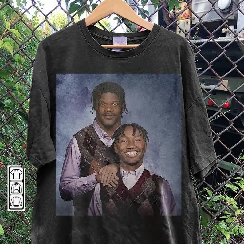 Zay Flowers Lamar Jackson Baltimore Football Shirt, Step Bros Funny Shirt Christmas Gift Fathers Day Unisex, Football Fan Gift Classic Cotton Tshirt Streetwear