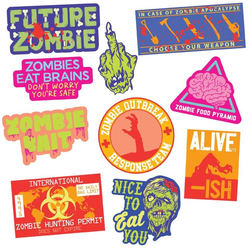 Zombie Sticker Extra Large Stickers for Adults Funny Adhesives with Memes Sarcastic Funny Zombie Multi