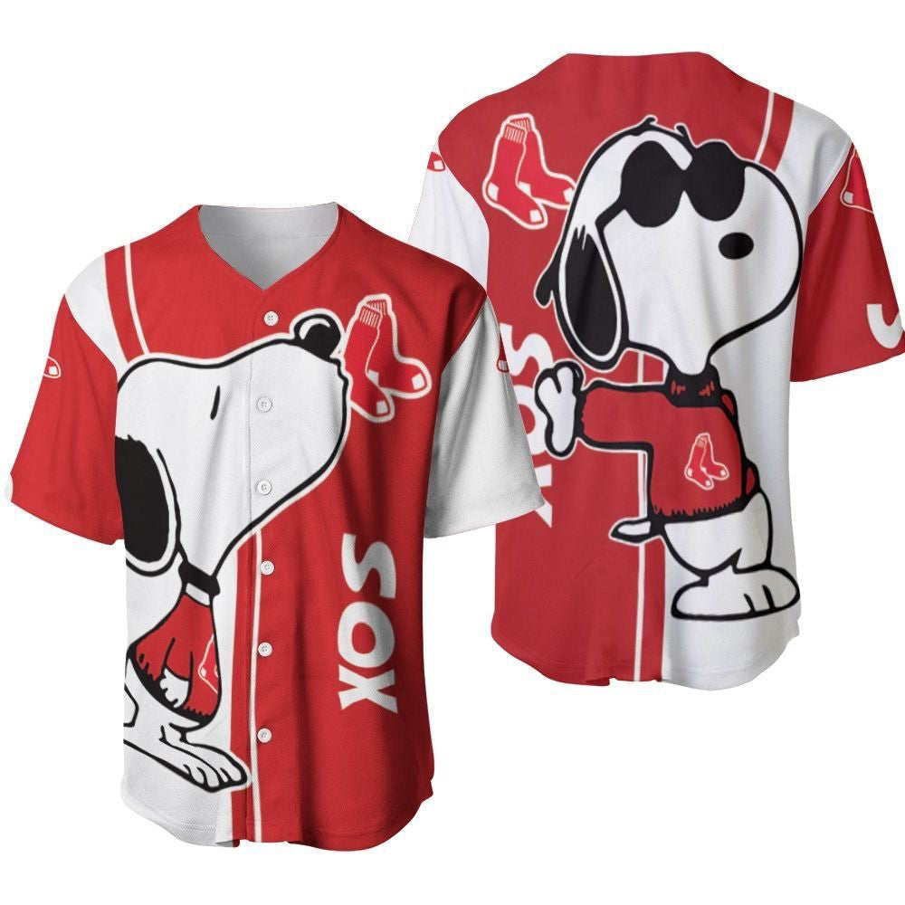 Boston Red Sox Snoopy Lover Printed Baseball Jersey - Gift for Women Men - Bafud