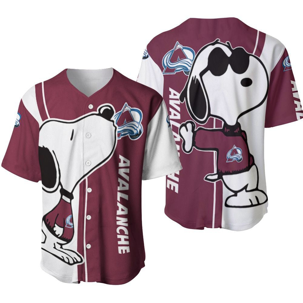 Colorado Avalanche Snoopy Lover Printed Baseball Jersey - Gift for Men Women- Gift for Women Men - Bafud