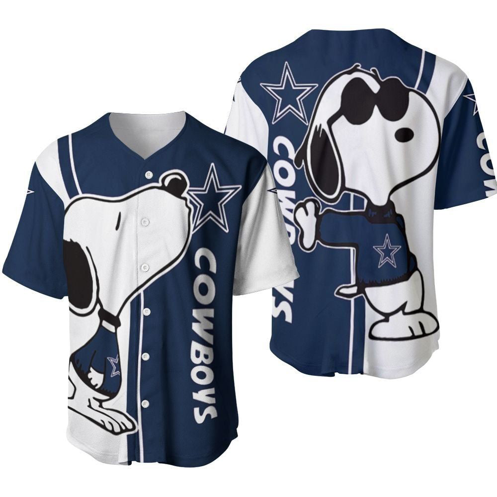 Dallas Cowboys Snoopy Lover Printed Baseball Jersey - Gift for Women Men - Bafud