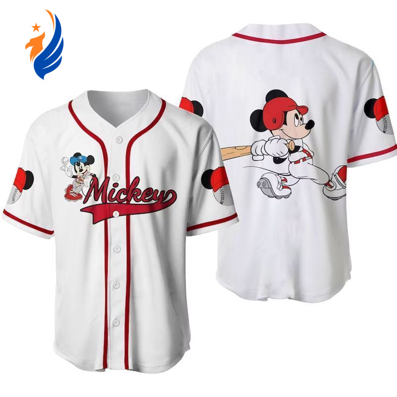 Disney Mickey Mouse 3D Unisex Baseball Jersey - Catcher Cartoon Design Shop Now! - Bafud